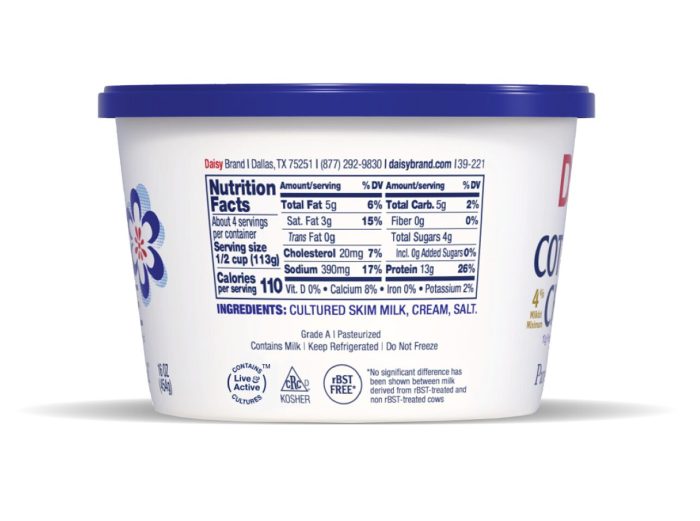 Cottage cheese low fat nutrition