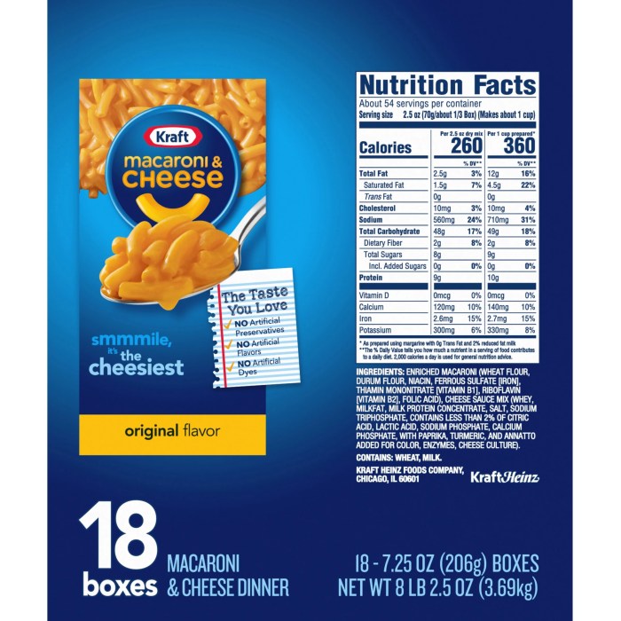 Kraft mac and cheese nutrition info