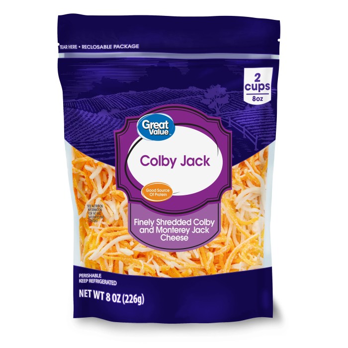 Colby jack shredded cheese nutrition