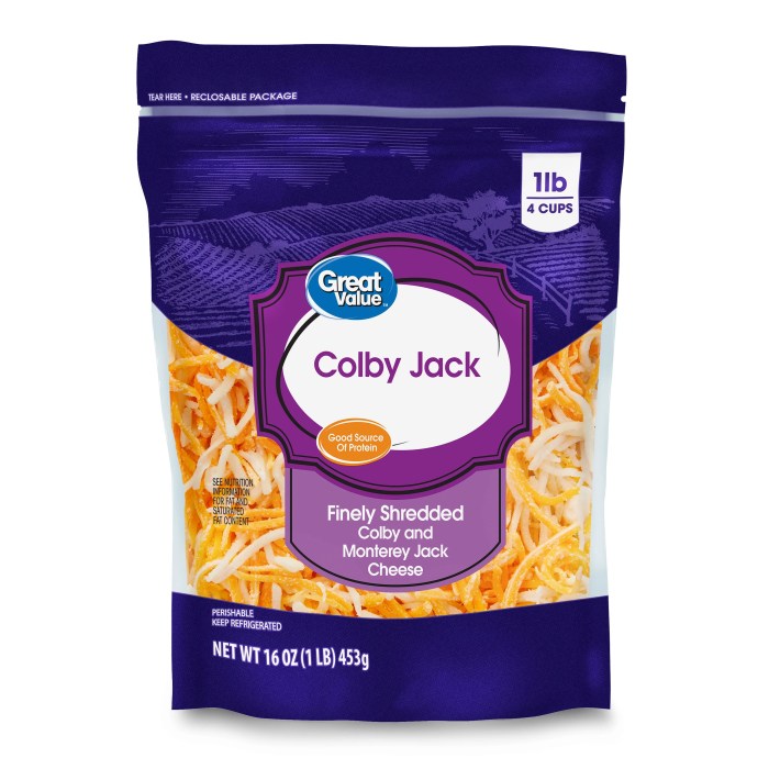 Colby jack shredded cheese nutrition