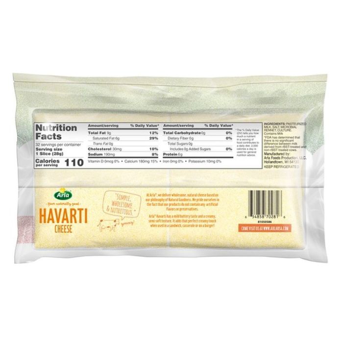 Havarti cheese nutrition information