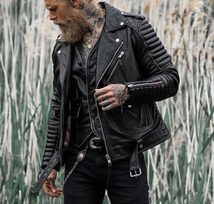 Leather jacket men fashion